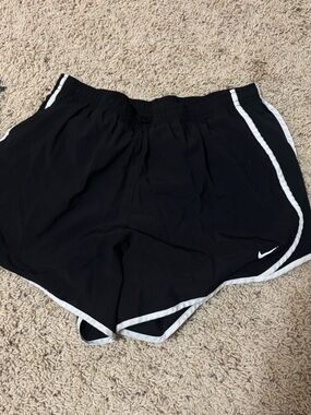 Nike Women's Black Athletic Shorts with White Piping
